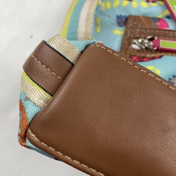 Lily Bloom Crossbody Purse Owls Medium Size Blue Brown Polyester Canvas - Picture 8 of 13